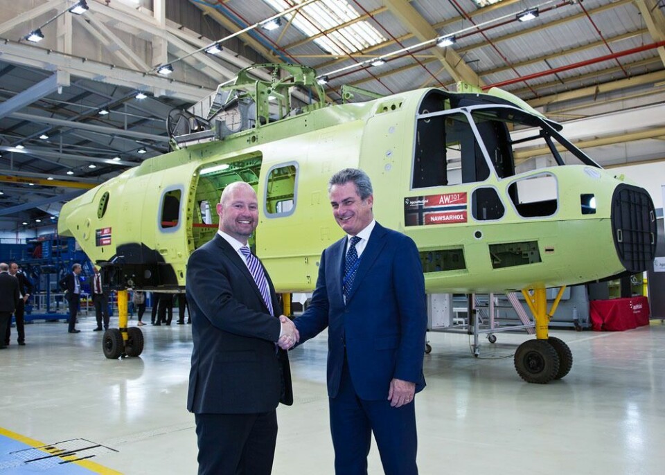 Første norske AW101 på egne hjul i Yeovil