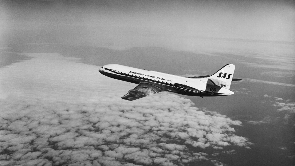 CARAVELLE: En av SAS' Caraveller i luften. Bildet er tatt på 1960-tallet..