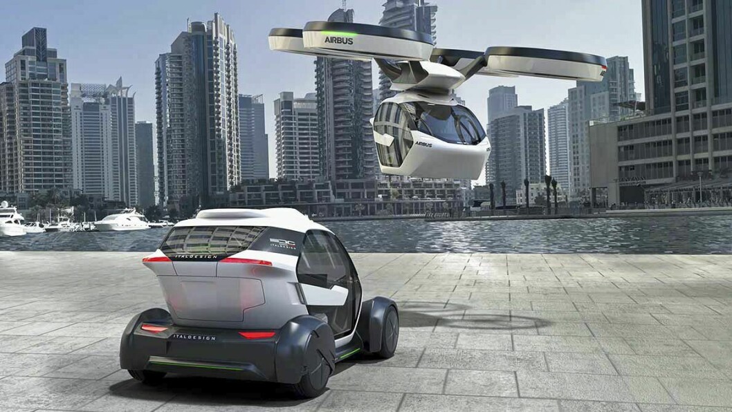EN FREMTIDSDRØM: Airbus lanserte denne uken verdens første urbane flybil-kapsel, en slags kombinasjon av tog, bil og drone.