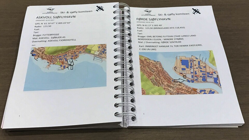 NYTT OPPSLAGSVERK: Slik ser det foreløpige utkastet til oppslagsverket for sjøflygere ut.