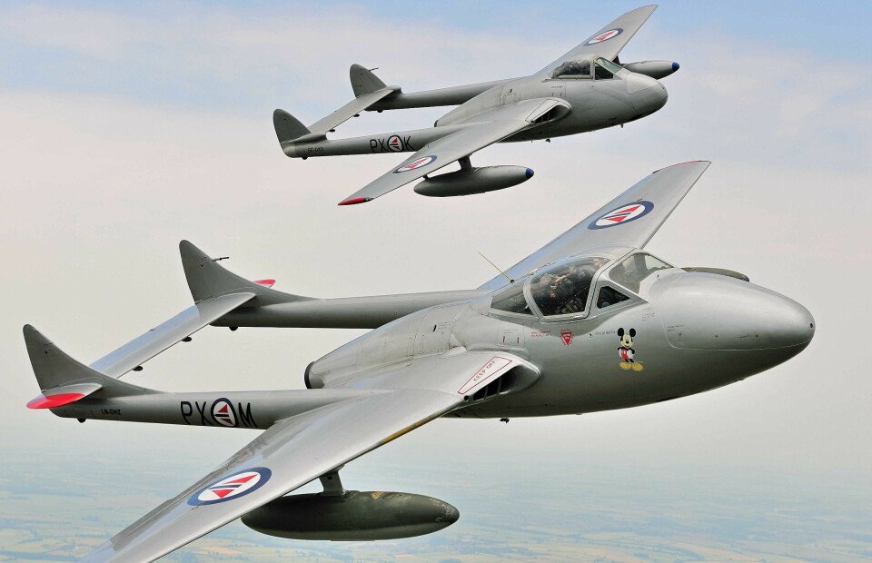 TIL ANDØYA: De Havilland Vampire kommer til Andøya Airshow.