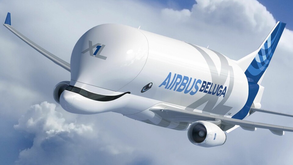 SMILENDE HVAL: Beluga XL vil snart være i luften, malt for å være mest mulig lik dyret det er 'oppkalt' etter .