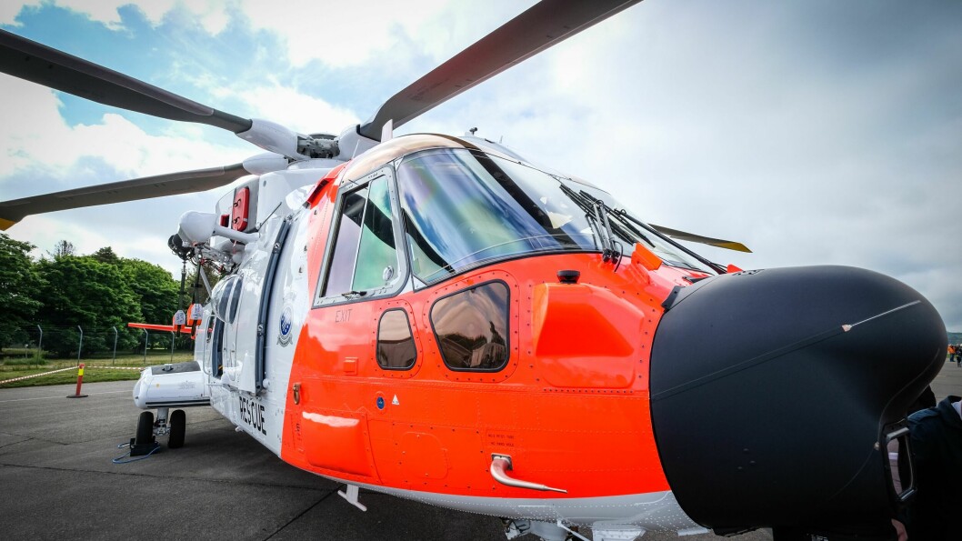 HELT FERSK:  En splitter ny AgustaWestland AW101 besøkte Sola Airshow i helgen. Med sine talløse oppgraderinger fra forgjengeren vil det første av totalt 16 nye fartøy bringe redningstjenesten inn i fremtiden.