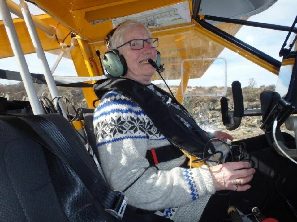 SPREK DAME: 87 år gamle Borghild Rullestad stortrives i luften. SPREK DAME: 87 år gamle Borghild Rullestad stortrives i luften.