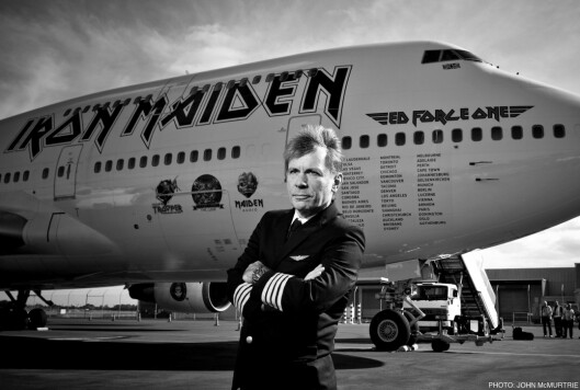  "Ed Force One", leasing-747-en fra forrige turné, har fått navn etter den ironisk-nifse maskoten og  mumie-figuren som har fulgt bandets grafiske profil helt fra start. Det er Dickinson selv som har vært kaptein på turnéflyet. Foto: John McMurtrie via CATWORK