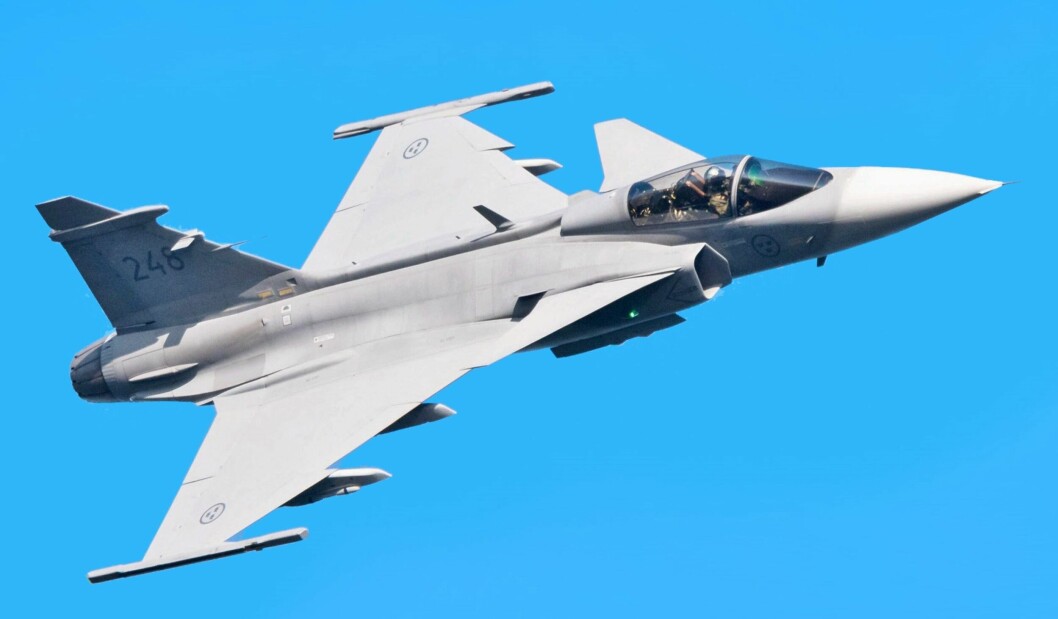 Det var en JAS Gripen C som havarerte ved Ronneby i dag. Foto: Wiki commons Det var en JAS Gripen C som havarerte ved Ronneby i dag. Foto: Wiki commons