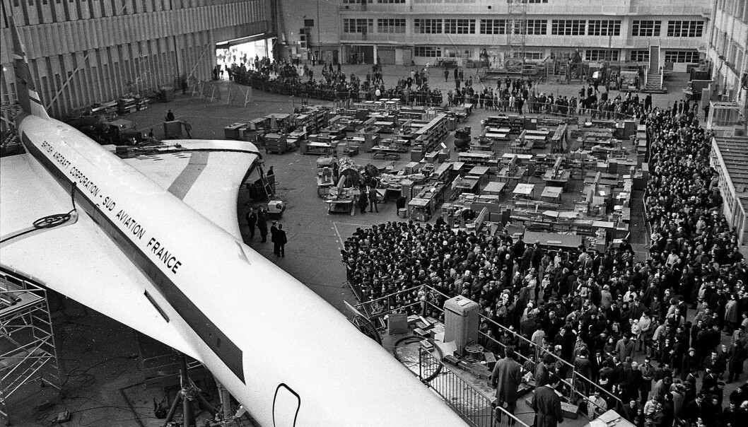 28. januar 1968 var det åpent hus i verkstedet hos Sud Aviation. Folk som bodde i Toulouse fikk komme inn og ta fremtiden i nærmere øyesyn. Foto: André Cros / Wikimedia Commons.