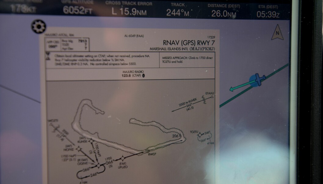 Innflygingskart til Majuro Marshall islands. Vi brukte Garmin Pilot på Ipaden.