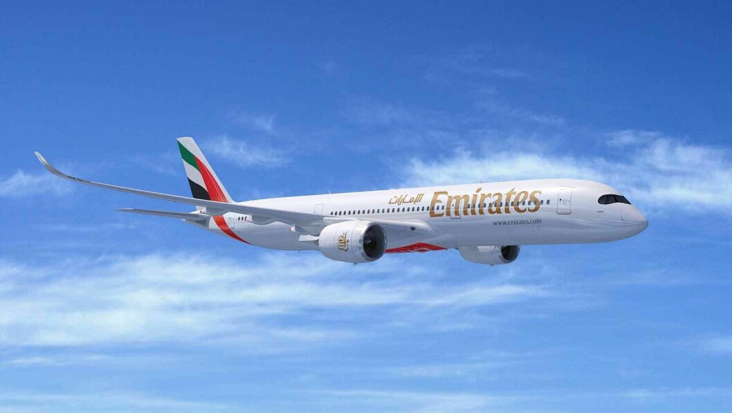 Slik vil de se ut, flyene Emirates har betilt av typen A350-900.