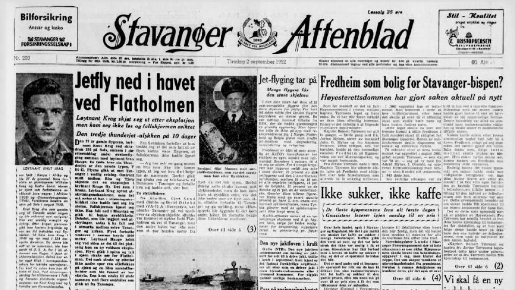 En av forsidene (fra 2. september 1952) som tok opp en av de mange ulykkene som rammet Forsvaret på 1950-tallet. En av forsidene (fra 2. september 1952) som tok opp en av de mange ulykkene som rammet Forsvaret på 1950-tallet.