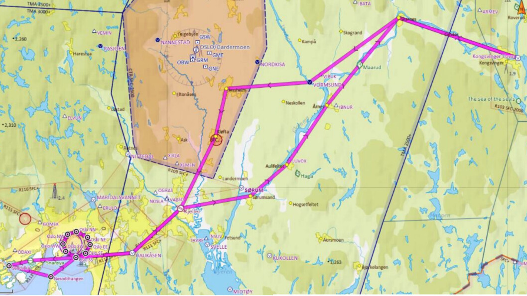 Planlagt rute. Planlagt rute.