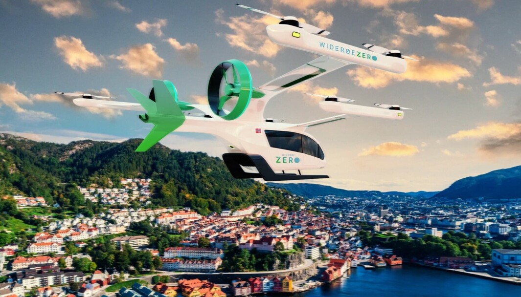 FREMTIDEN: Dette kan bli et vanlig syn i norske luftrom om noen år. Flyselskapet Widerøe skal samarbeide med den brasilianske flyprodusenten Embraer om å utvikle nye elektrisk drevne fly. Illustrasjon: Widerøe FREMTIDEN: Dette kan bli et vanlig syn i norske luftrom om noen år. Flyselskapet Widerøe skal samarbeide med den brasilianske flyprodusenten Embraer om å utvikle nye elektrisk drevne fly. Illustrasjon: Widerøe