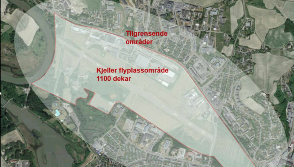 Kjeller flyplassområde og omliggende arealer som inngår i planarbeidet. Foto: Norconsult