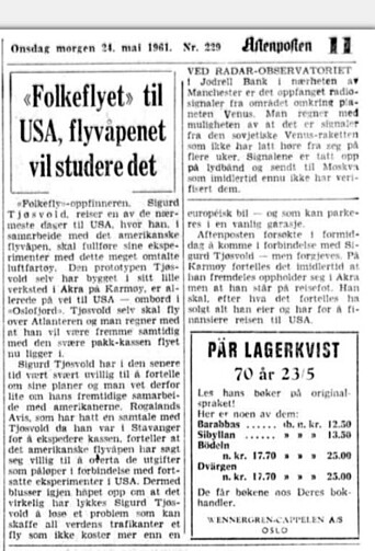 Aftenposten, 24. mai 1961 Aftenposten, 24. mai 1961