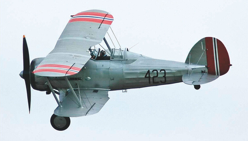 The Shuttleworth Collection Gloster Gladiator G-AMRK, malt i norske farger i 2003. The Shuttleworth Collection Gloster Gladiator G-AMRK, malt i norske farger i 2003.