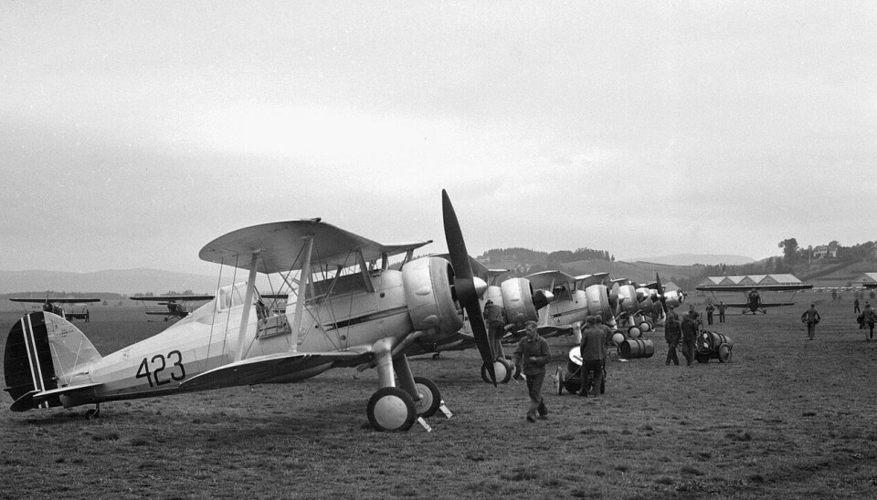 Gloster Gladitorer fotografert på Kjeller i 1938.