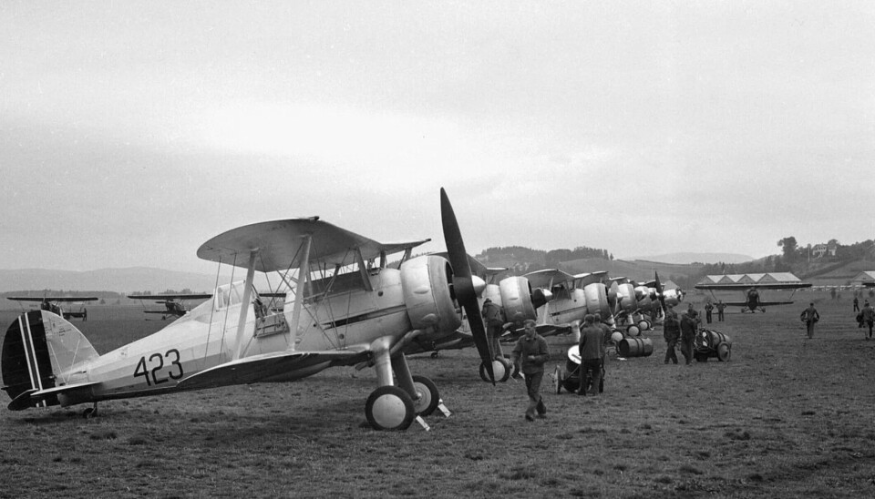 Gloster Gladitorer fotografert på Kjeller i 1938.