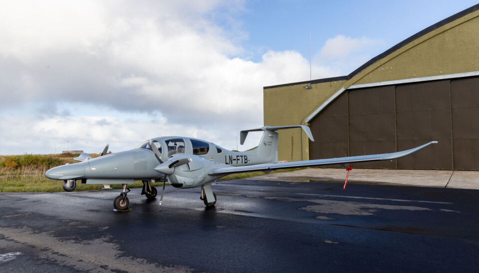 DIAMOND: Andøya Space Defence brukte sin Diamond DA62 som testfly, her på flyplassen.